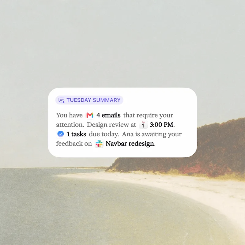 [DEMO PROJECT] Daily summary widget: emails, meetings and tasks