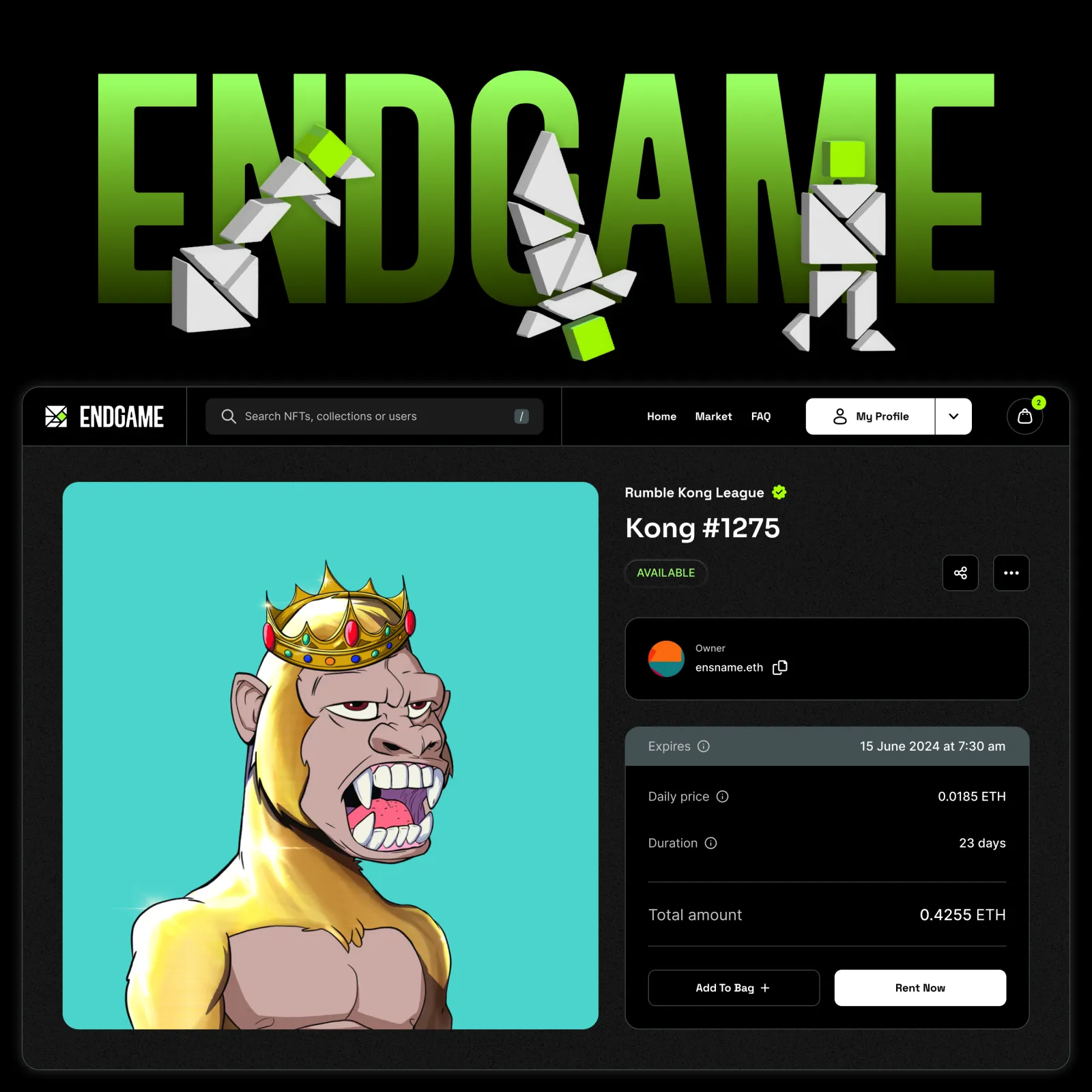 Endgame NFT rental marketplace by 021