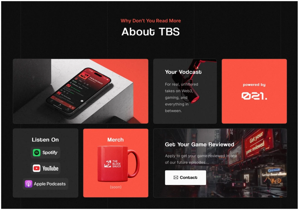The Block Sauce: “About TBS” section