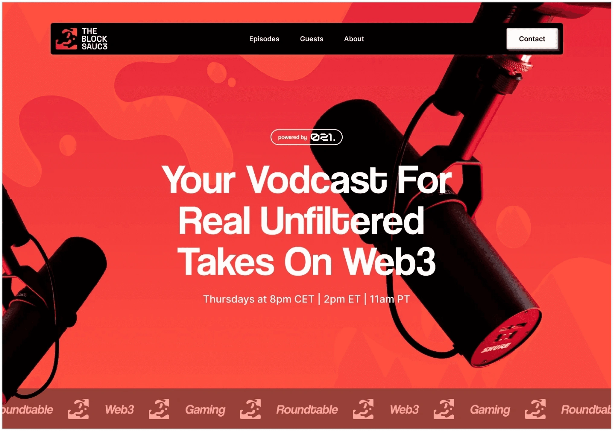 The Block Sauce: vodcast landing page with real, unfiltered takes on Web3